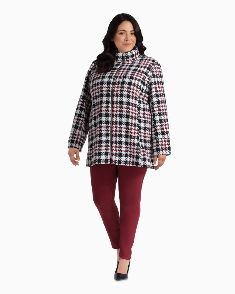 Plus size model with rectangle body shape wearing Lithgow Statement Coat by Rafaella | Dia&Co | dia_product_style_image_id:112532